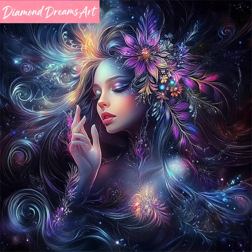 Embroidery For Beginners - DIY Diamond Painting Woman Portrait Pattern