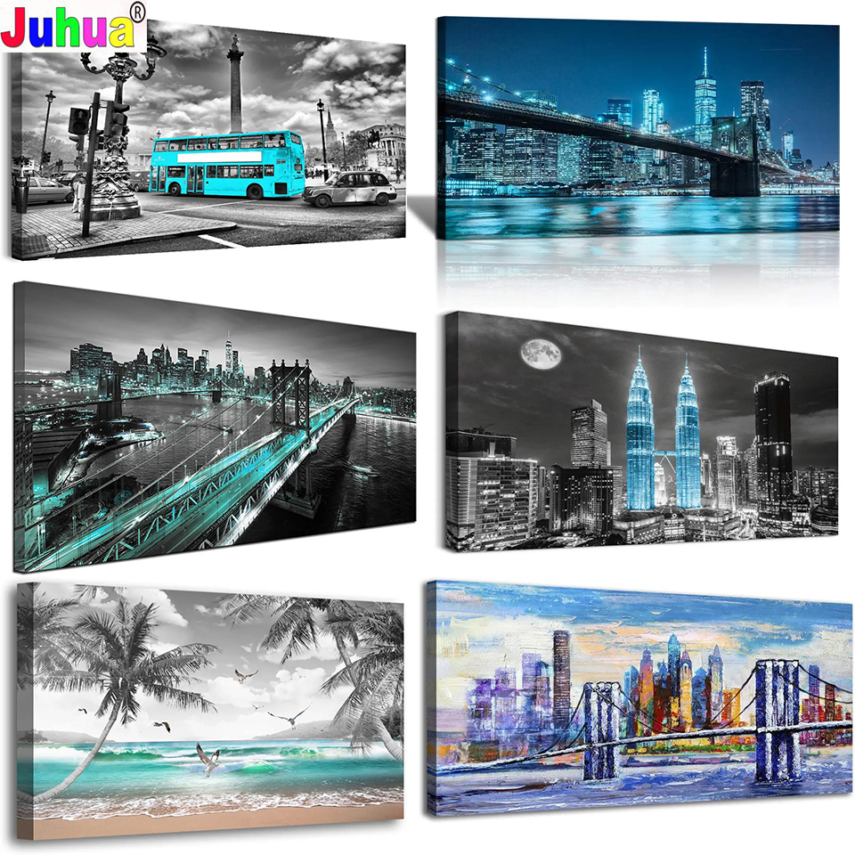Embroidery York - Famous Modern Urban Skyline Night DIY