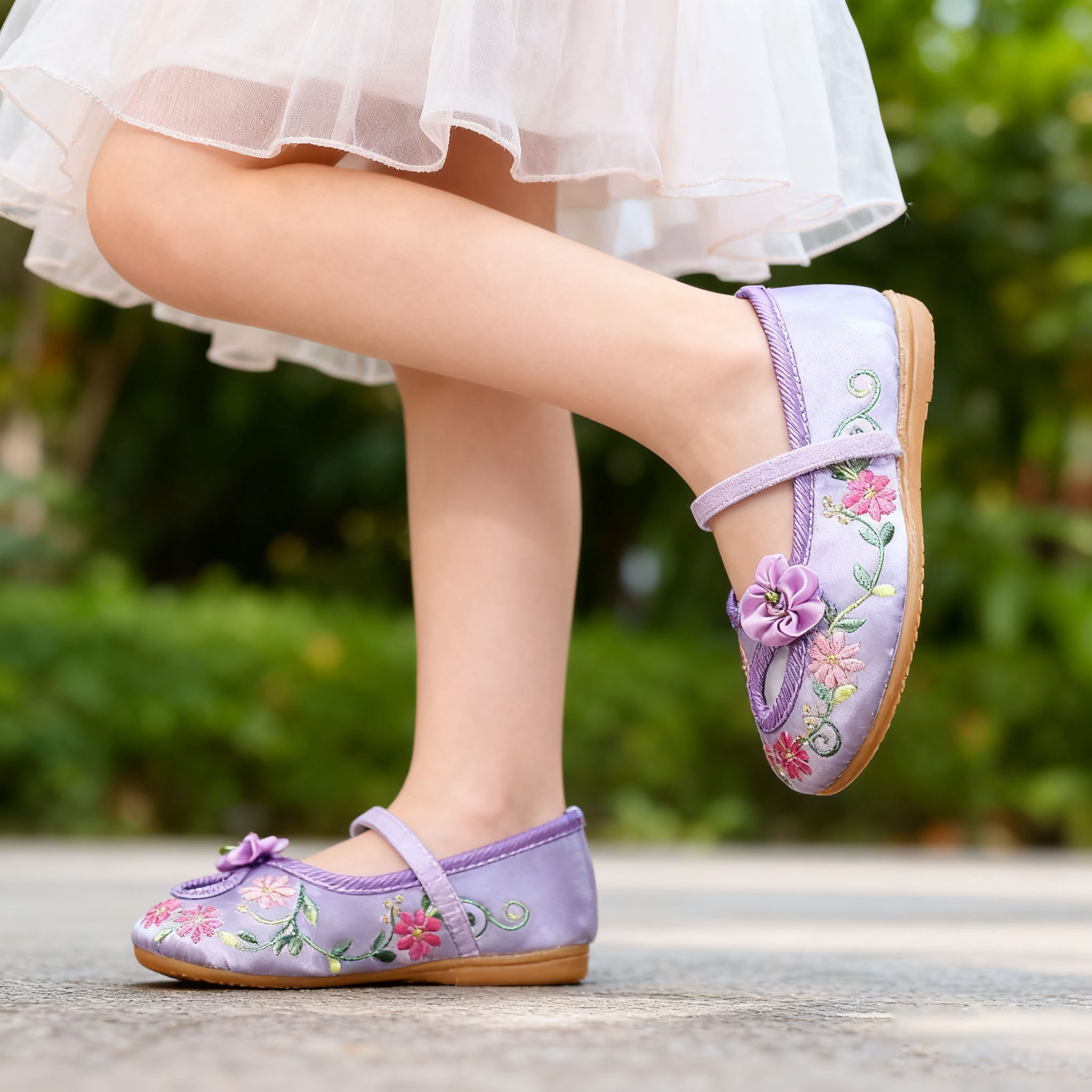 Embroidery Roses - Retro KIds Embroidery Ballet Shoes little