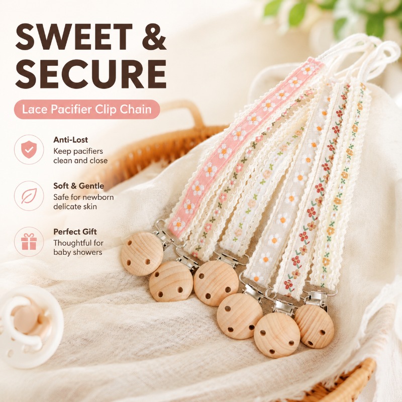 Embroidery Gift Ideas - Lace Pacifier Clip Chain for Newborn