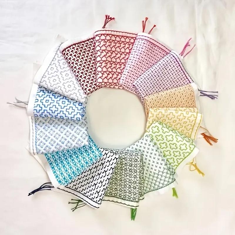 Embroidery For Beginners - 9/32Pcs Thread And Needles Denim Fabric