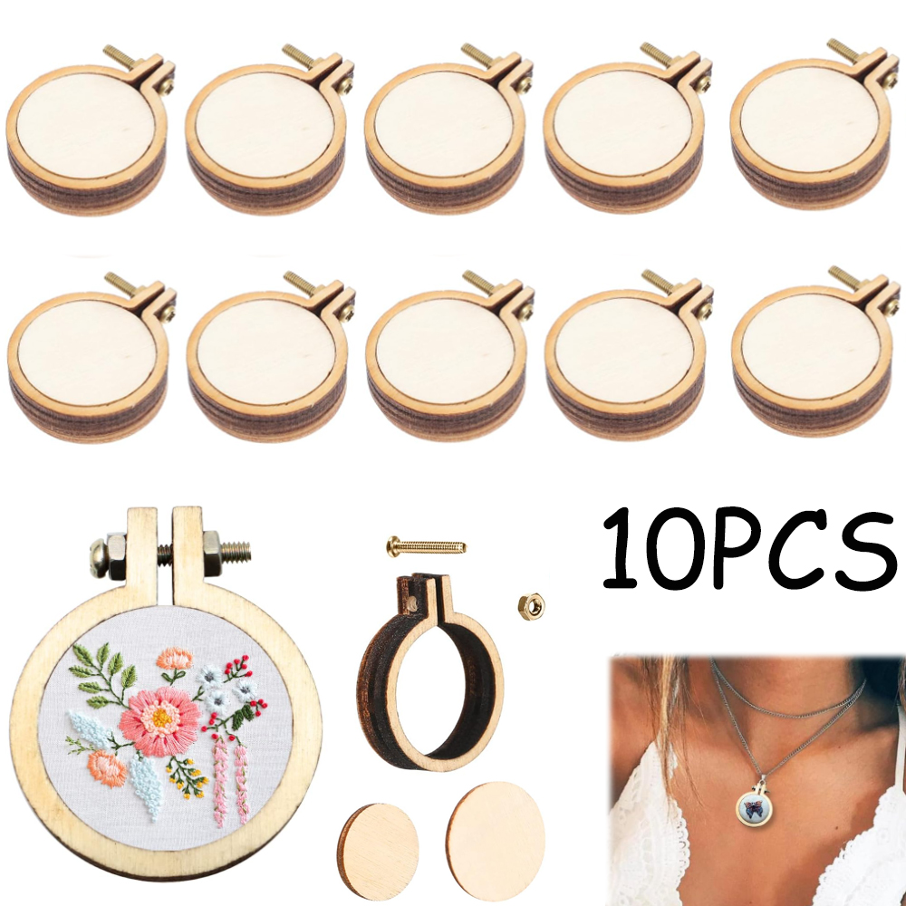 10Pcs/Set Wooden Mini Embroide - Stitch Marker Ring ulasan dan harga