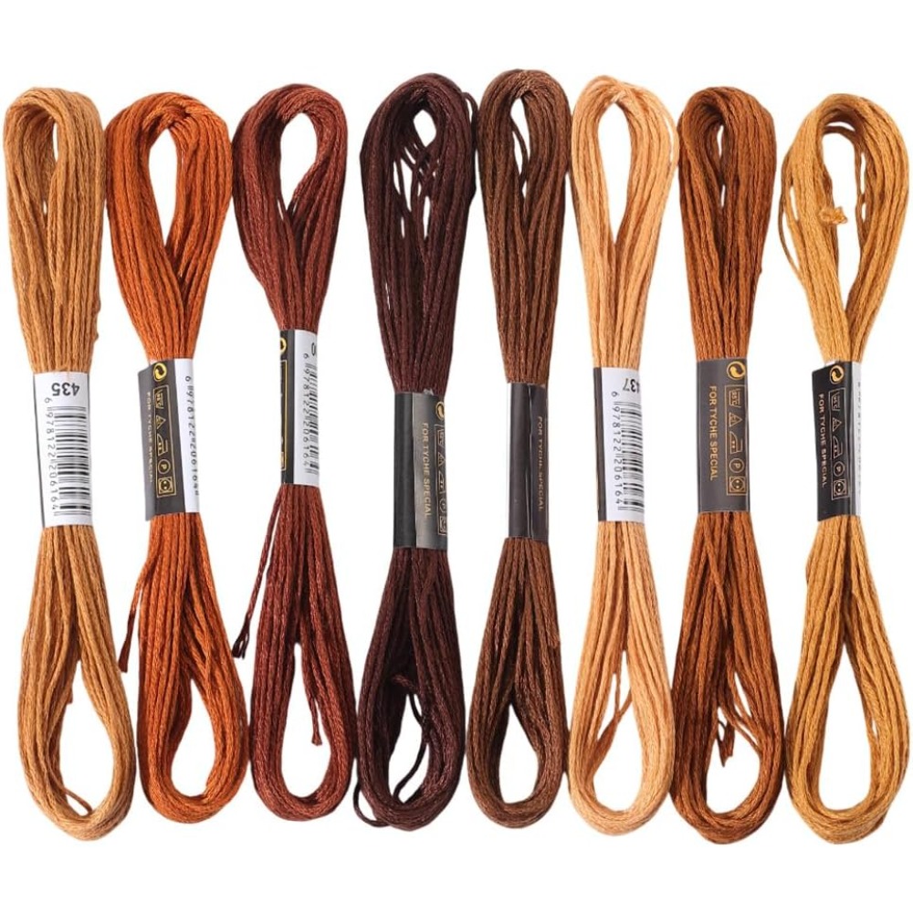8 Skeins 6 Strands Brown Embro - Embroidery Floss ulasan dan harga