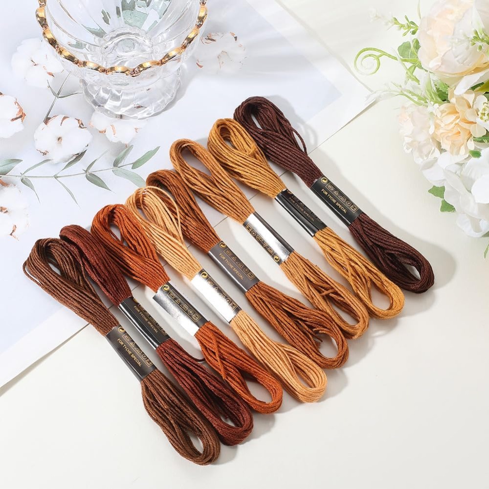 8 Skeins 6 Strands Brown Embro - Embroidery Floss ulasan dan harga