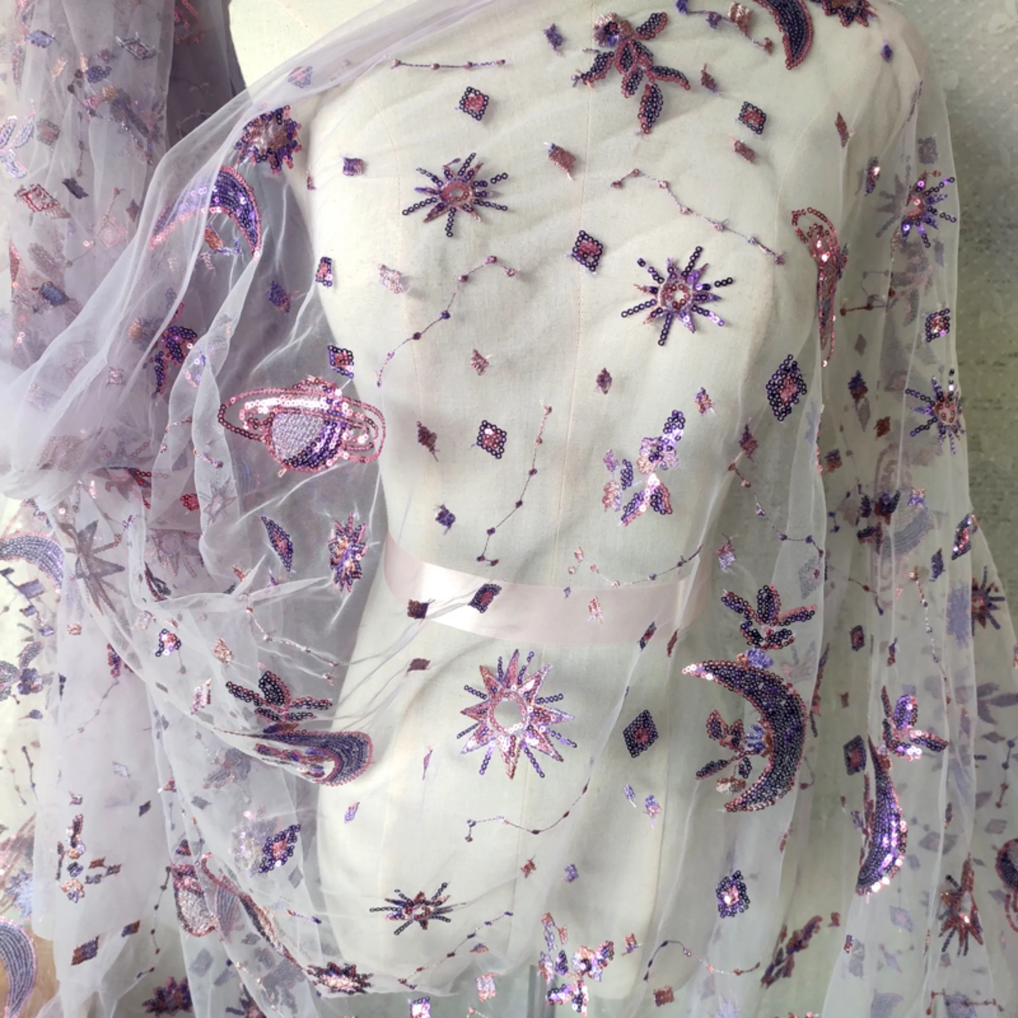 0.5 Meter Purple Width 55.11 I - Embroidery Net Fabric ulasan dan harga