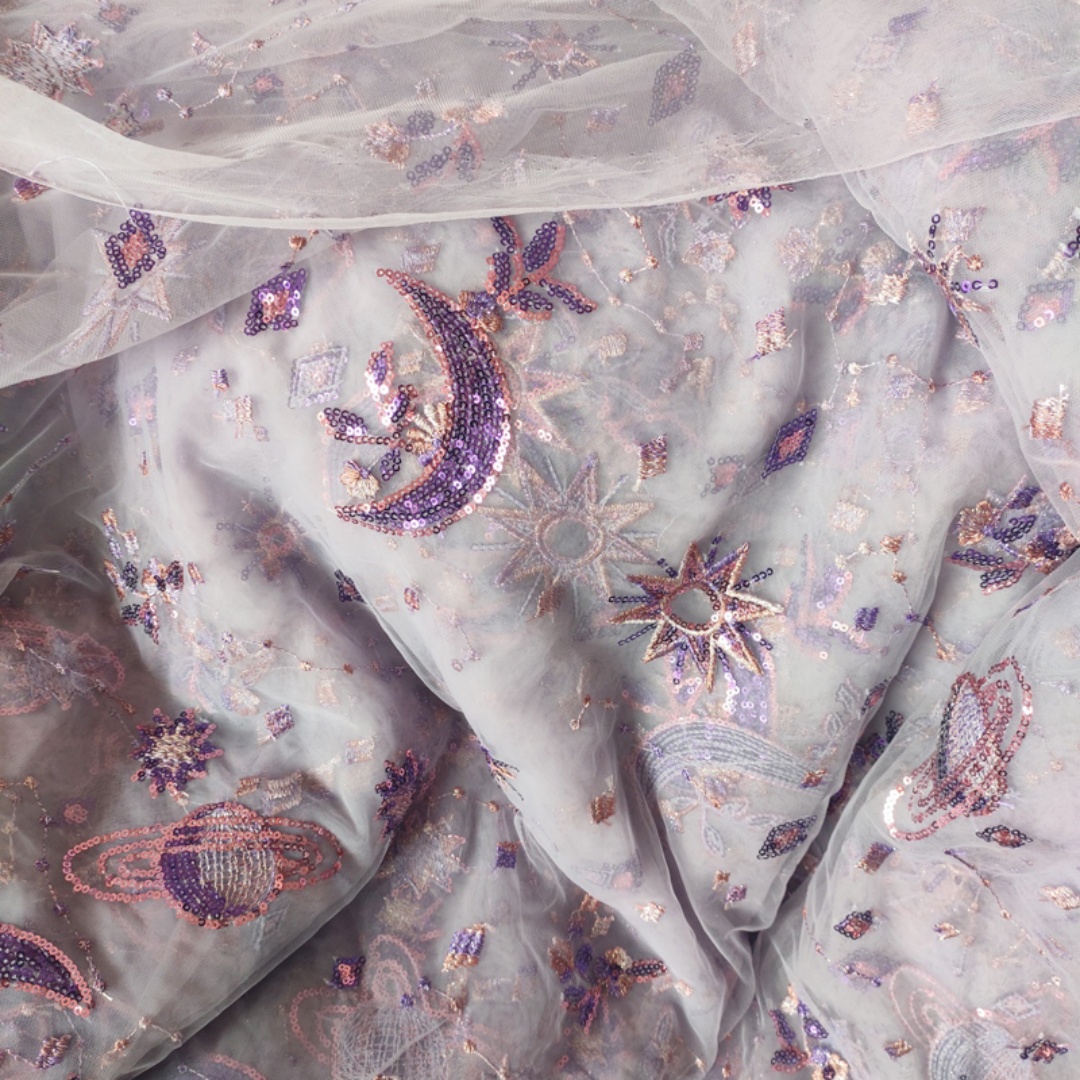 0.5 Meter Purple Width 55.11 I - Embroidery Net Fabric ulasan dan harga