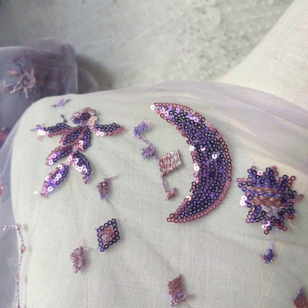 0.5 Meter Purple Width 55.11 I - Embroidery Net Fabric ulasan dan harga