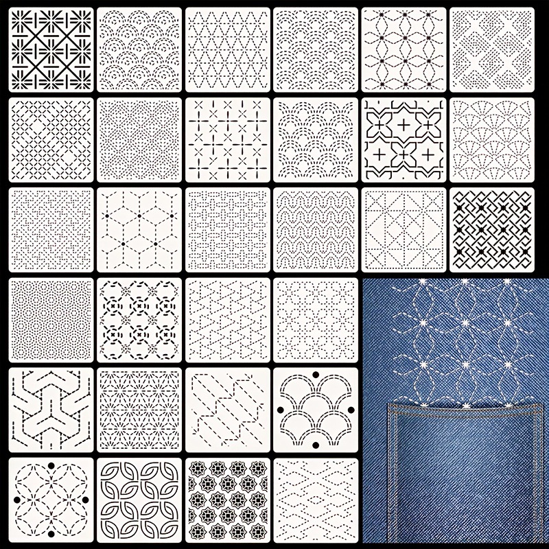 30Pcs Embroidery Templates DIY - Embroidery Motif ulasan dan harga