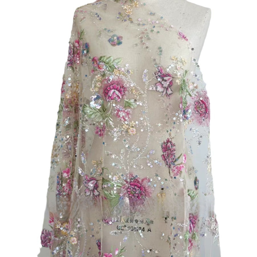 1M 120Cm Wide Luxury Beaded La - Embroidery Net Fabric ulasan dan harga