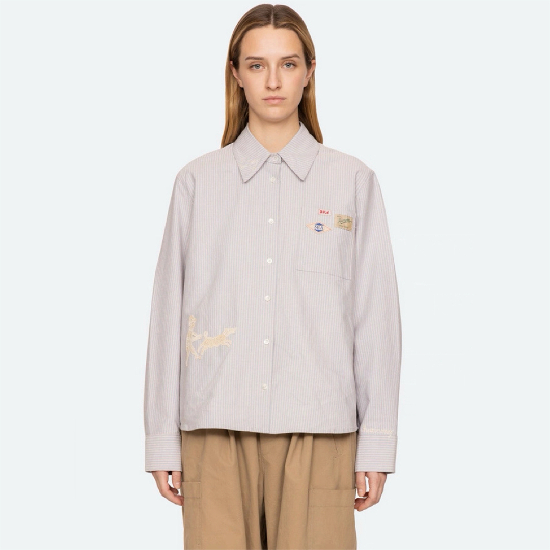New York Striped Shirt Autumn  - Embroidery York ulasan dan harga