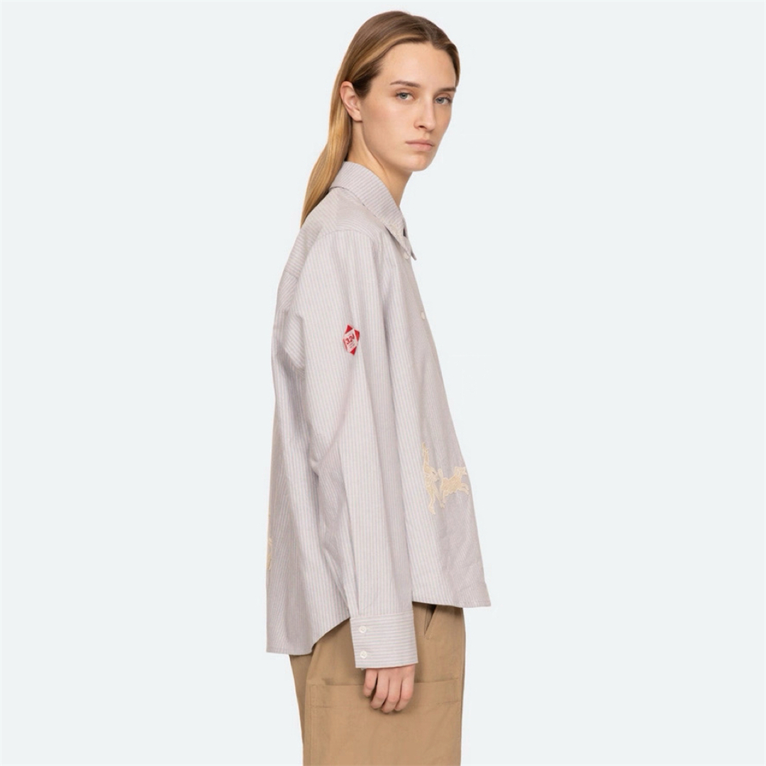 New York Striped Shirt Autumn  - Embroidery York ulasan dan harga