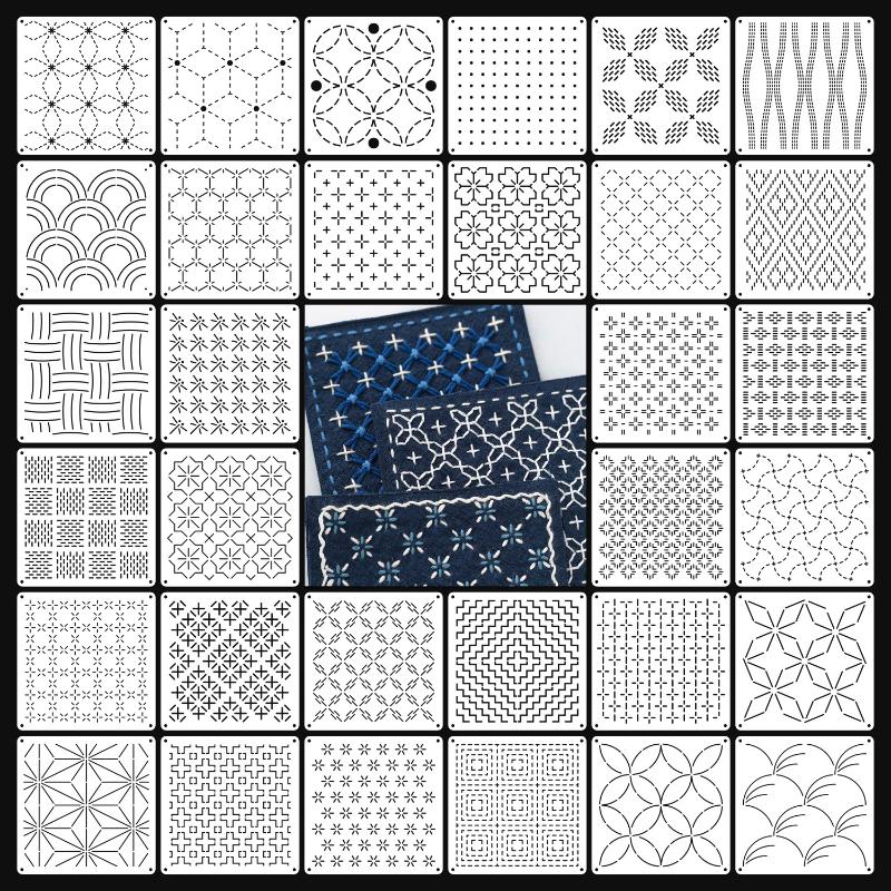 9/32Pcs Sashiko Embroidery Tem - Embroidery Motif ulasan dan harga