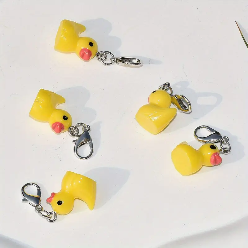 5pcs Lobster Clasp Resin Duck  - Stitch Marker Ring ulasan dan harga