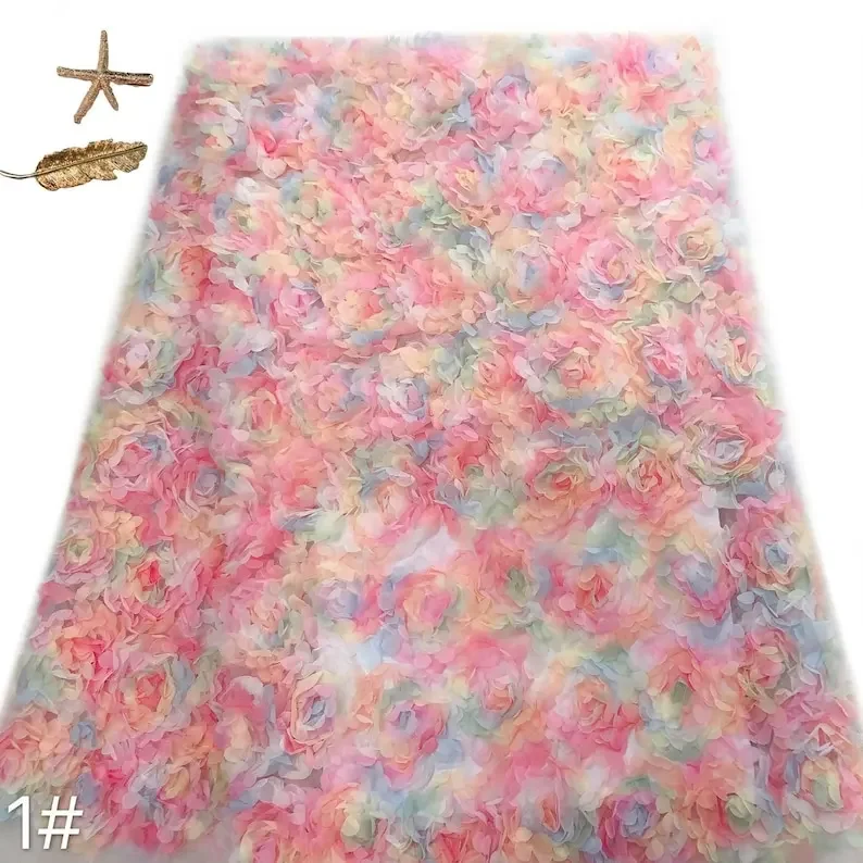 3d chiffon rose flower lace fa - Embroidery Roses ulasan dan harga