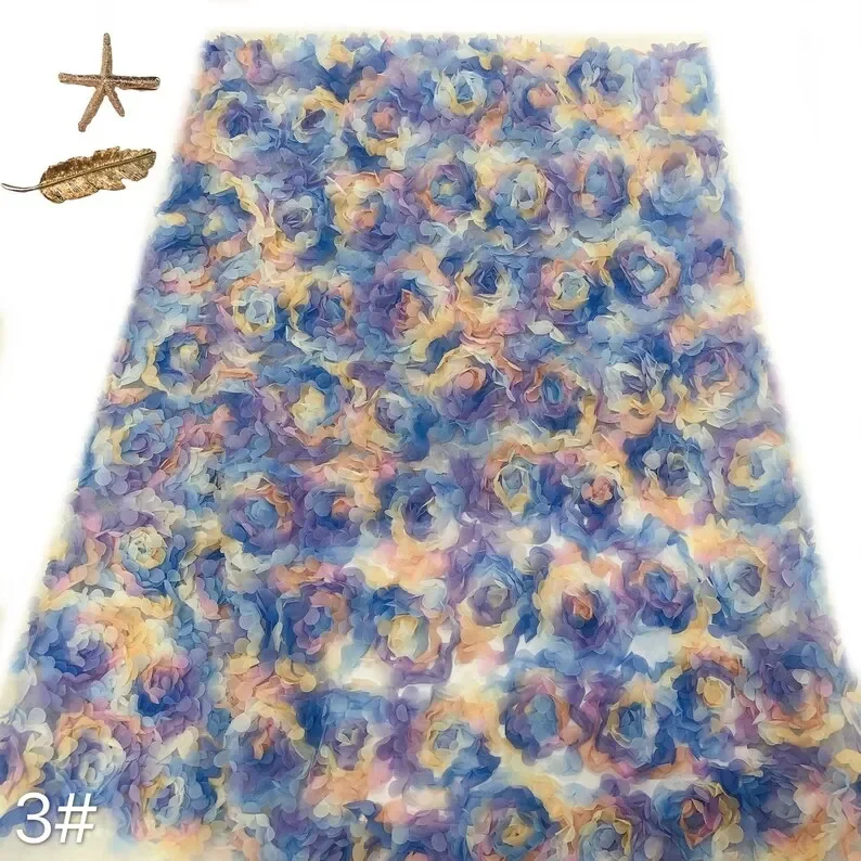 3d chiffon rose flower lace fa - Embroidery Roses ulasan dan harga