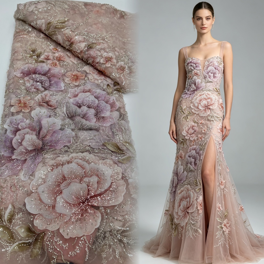 Hot Sale High Quality Sequins  - Embroidery Net Fabric ulasan dan harga
