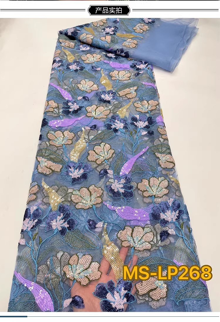 1yard Luxury Double color bead - Embroidery Net Fabric ulasan dan harga
