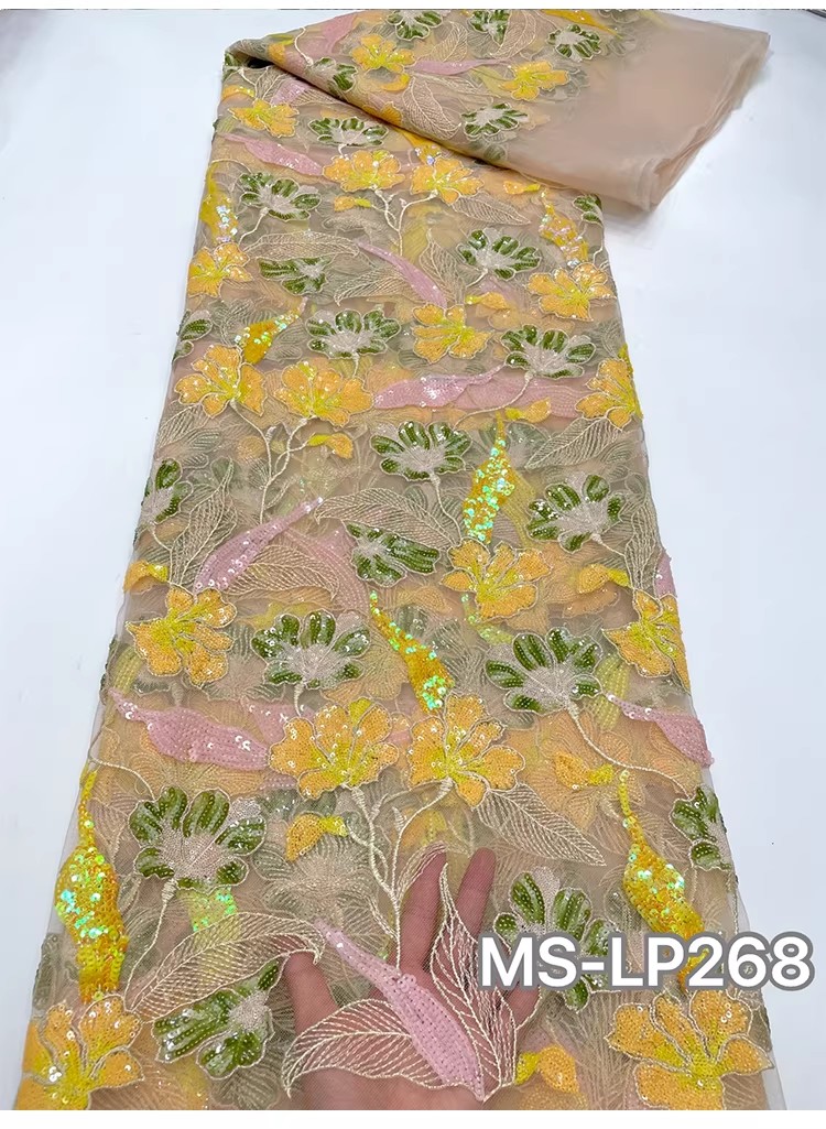 1yard Luxury Double color bead - Embroidery Net Fabric ulasan dan harga