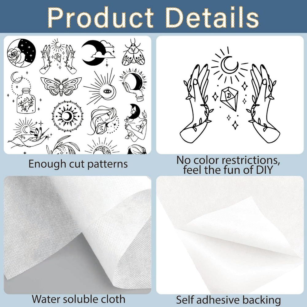51Pcs Boho Moon Sun Water Solu - Embroidery Motif ulasan dan harga